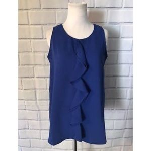Alfani Career Tank Blouse Petite Royal Blue Ruffle